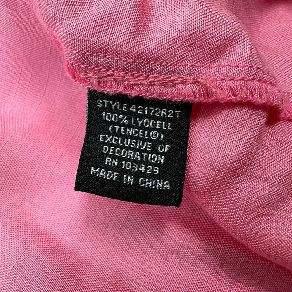 Pink Snap Collared Long Blouse Intro size 1X Decorative stitching - Picture 14 of 14